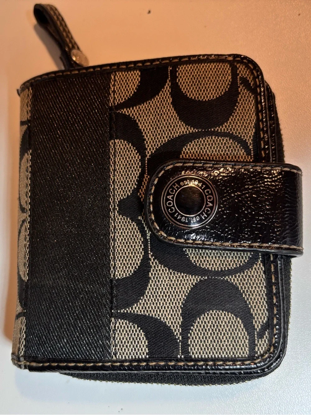 Coach Signature Stripe Slim Medium Wallet **USED** - Picture 1 of 7